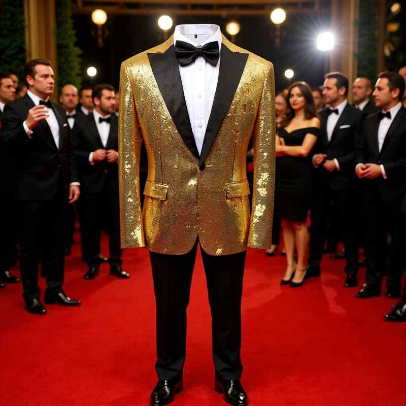 スーツ 男性用 フォーマル ステージ 衣装 金色 スパンコール テーラードジャケット 結婚式 二次会 司会 舞台衣装 演出服 イベント パーティー コスプレ 忘年会 新年会 撮影｜ラシャンスショップ