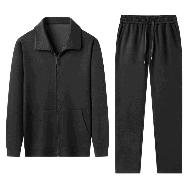 メンズ 羊毛 カシミヤ混紡 スウェット セットアップ 長袖 ジャケット ロングパンツ 男性用 紳士服 普段使い 部屋着 ダークネイビー グレー ブラック｜ラシャンスショップ