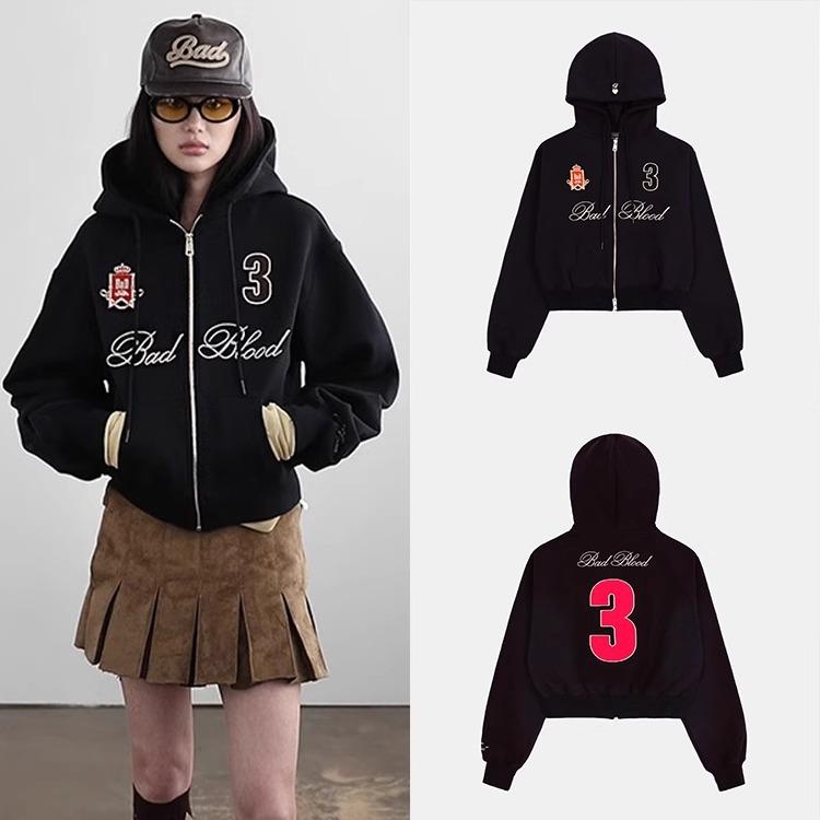 パーカー レディース アメリカンスタイル ストリート系 フード付き トップス 刺繍 ブラック 綿 長袖 普段使い 部屋着|ラシャンスショップ