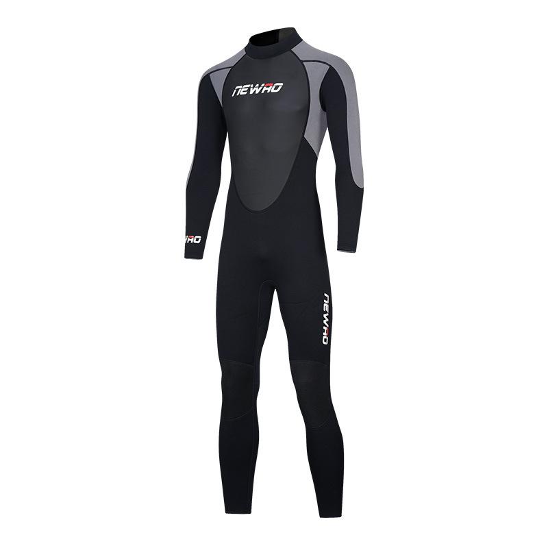 水着 男性用 潜水服 3mm 保温 長袖 大きいサイズ 日焼け止め 防寒 ブラック S M L XL XXL｜ラシャンスショップ