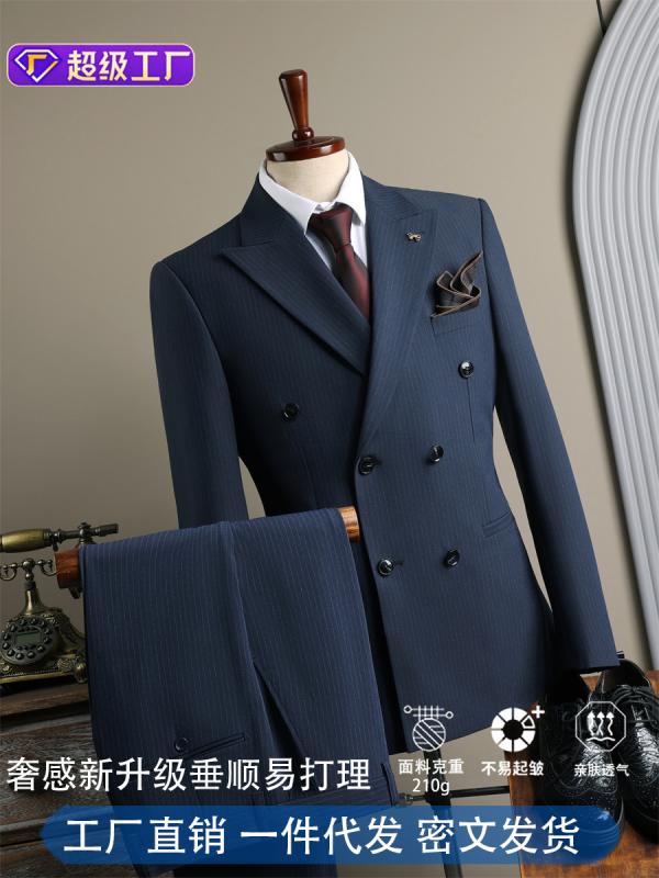 スーツ 男性用 フォーマルスーツ ビジネススーツ 結婚式 二次会 卒業式 入学式 発表会 音楽会 舞台衣装 ダブルブレスト 紺色 黒 ポリエステル 抗シワ｜ラシャンスショップ