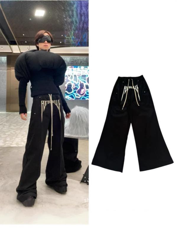 ズボン下 成人男性用 表どおり カーゴパンツ ワイドレッグ バギーパンツ 刺・墸 綿織物 ズボン 黒 黒いこと