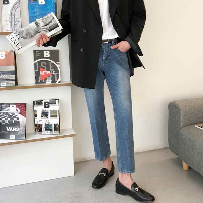 ジーンズ メンズ 男性用 ストレート デニムパンツ 九分丈 ジーパン ズボン カジュアル ゆったり 伸縮性｜ラシャンスショップ