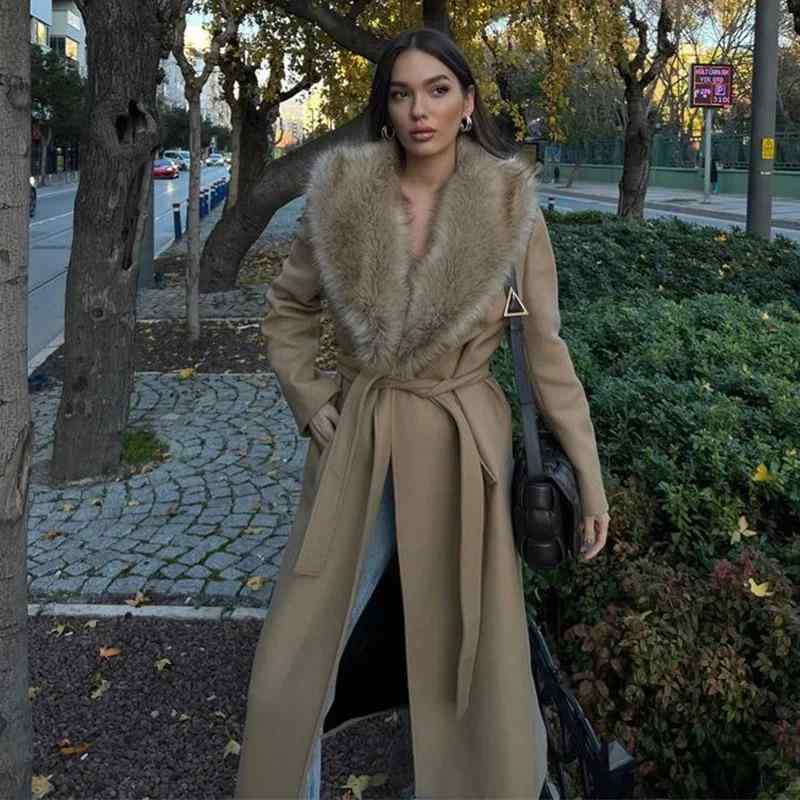 レディース風衣 春秋 薄手 きれいめ おしゃれ Vネック ロング丈 アウター 通勤 個性派 ストリート 長袖 ポリエステル カーキ色 杏色｜ラシャンスショップ