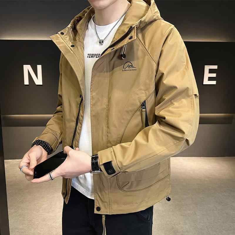 ジャケット メンズ 春秋 薄手 韓国風 カジュアル ブルゾン ジャンパー アウター 撥水 防風 ウェア 男性用 黒 カーキ 緑 白｜ラシャンスショップ