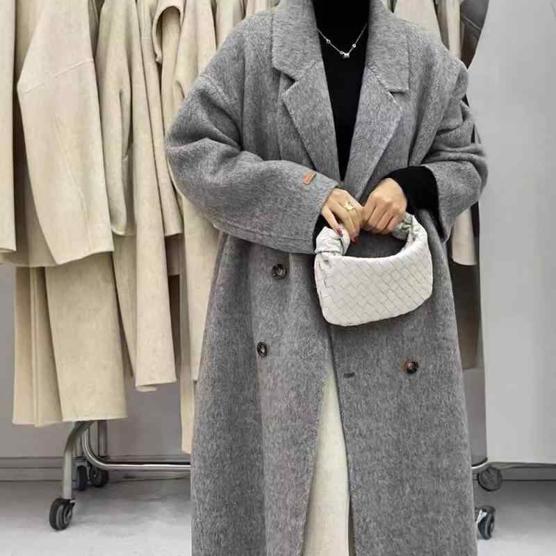 コート レディース 秋冬 ミドル丈 アルパカ混 ウール混 クラシック風 チェスターコート 高級感 防寒 軽量 無地 通勤 通学 ベージュ ブラック アイボリー｜ラシャンスショップ