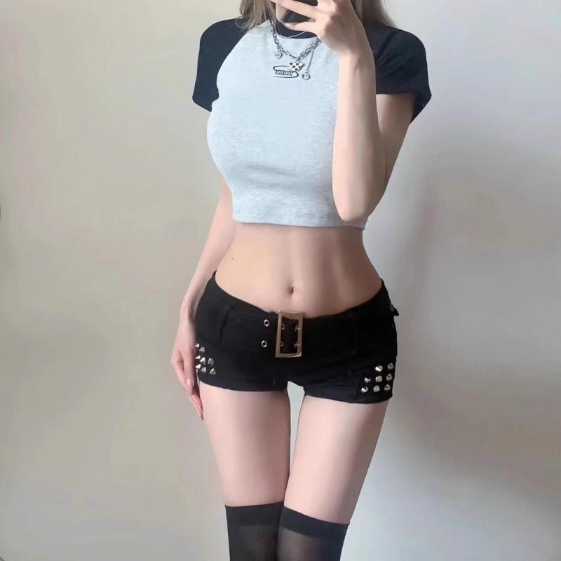 デニム レディース ローライズ ショートパンツ 黒 タイト ホットパンツ ヒップアップ 美脚 XS S M L XL|ラシャンスショップ