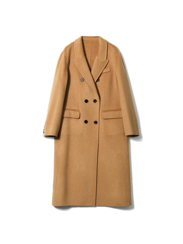 コート レディース 秋冬 カシミヤ ウール ダブルフェイス アウター ロング丈 スリムフィット 高級感 エレガント 防寒 暖かい 襟付き 羊毛 テーラード 普段使い 通勤 フォーマル 無地 シンプル｜ラシャンスショップ