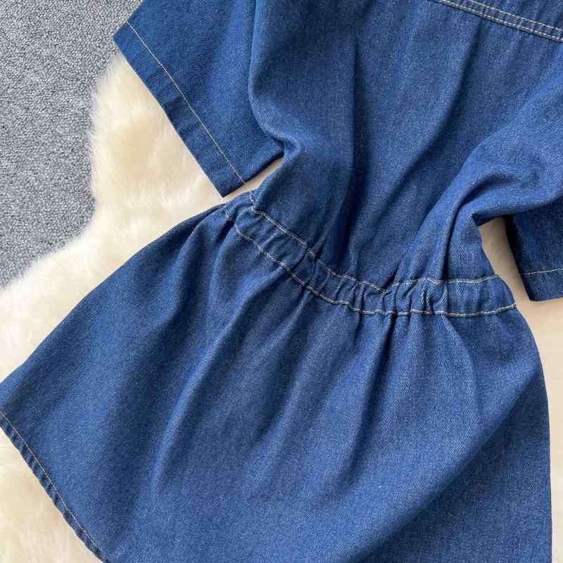 デニム レディース セットアップ シャツ ＆ パンツ カジュアル 3分袖 トップス ゆったり ワイドレッグ ハイウエスト 着痩せ スタイルアップ ジーパン 韓国 ファッション 深青色 薄青色｜ラシャンスショップ 9,579円