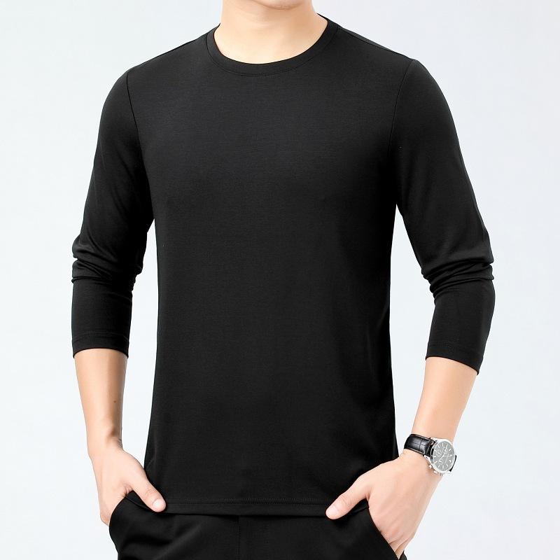 Tシャツ 男性用 シルク100% 長袖 トップス 無地 春秋 ミドルエイジ 紳士服 カットソー カジュアル|ラシャンスショップ