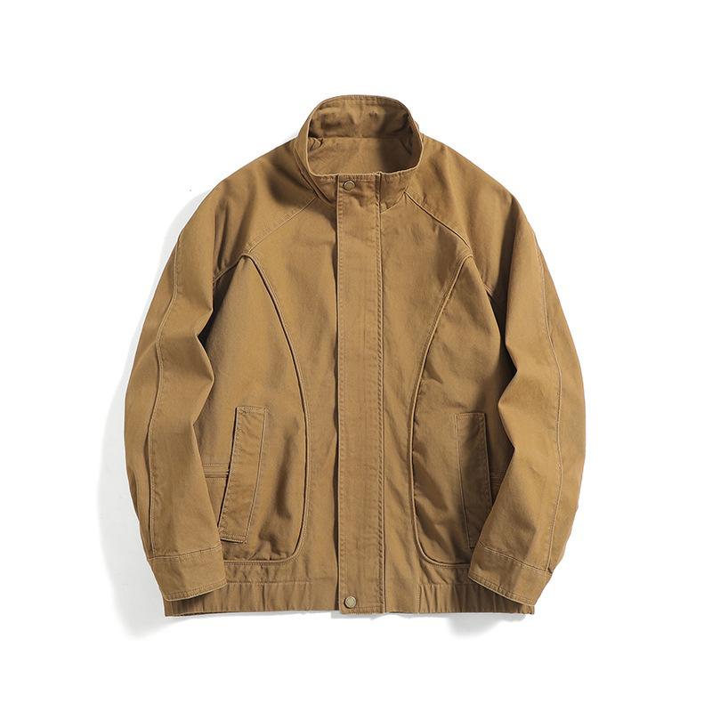 ジャケット メンズ アウター ジャンパー ブルゾン 工装ジャケット 上着 カジュアル ウェア コットントップス 紳士服 長袖 羽織り スポーティー アメカジ 大きいサイズ 無地 定番 防風 春秋物 ブラック カーキ|ラシャンスショップ