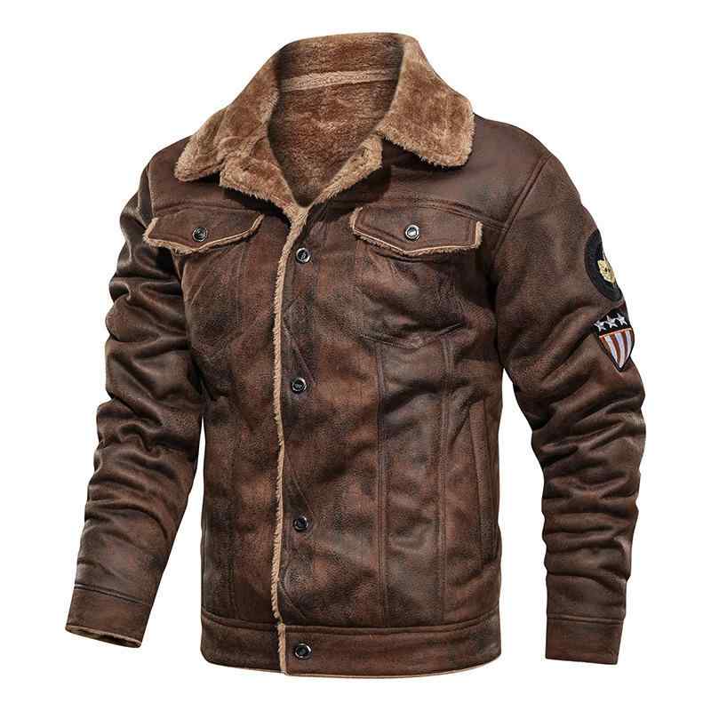 レザージャケット メンズ ジャケット アウター ライダースジャケット 飛行帽スタイル PUレザー 革ジャン ブルゾン ジャンパー 上着 コート ルーズフィット カジュアル 秋冬 裏起毛 防寒着 保温 ライダース バイカー｜ラシャンスショップ