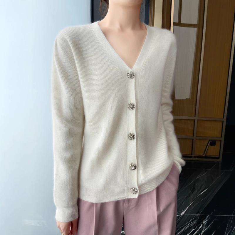 カーディガン レディース ニット 秋 秋冬 アウター カシミヤ 厚手 Vネック ゆったり 体型カバー 着痩せ 無地 羽織り おしゃれ きれいめ カジュアル｜ラシャンスショップ 14,262円