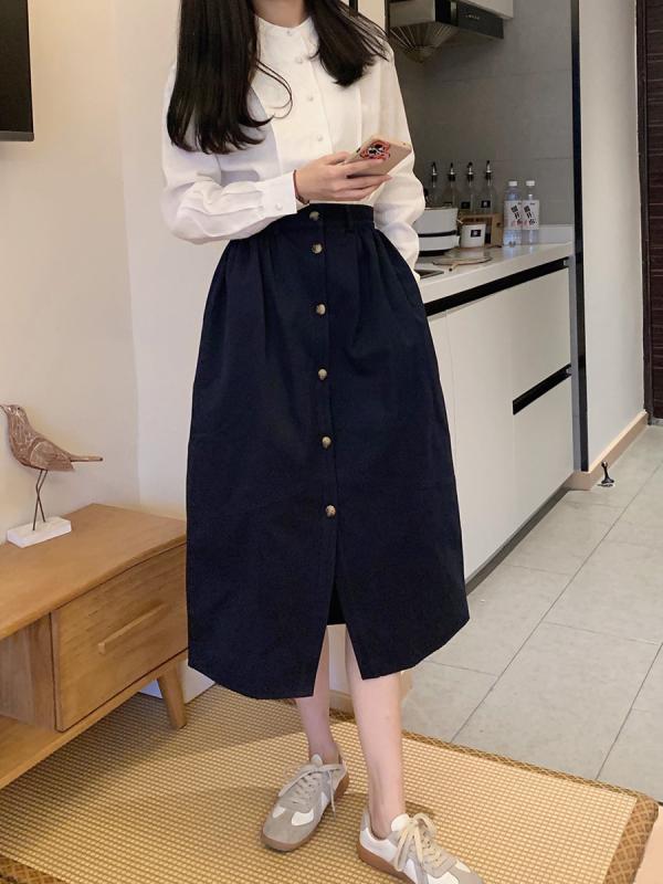 スカート レディース ミドル丈 花苞 春夏 フレンチ レトロ 通勤 カジュアル 普段使い 無地 おしゃれ 着回し きれいめ 大人 かわいい エレガント シンプル ナチュラル フェミニン 膝丈 ギャザー ふんわり フレア｜ラシャンスショップ