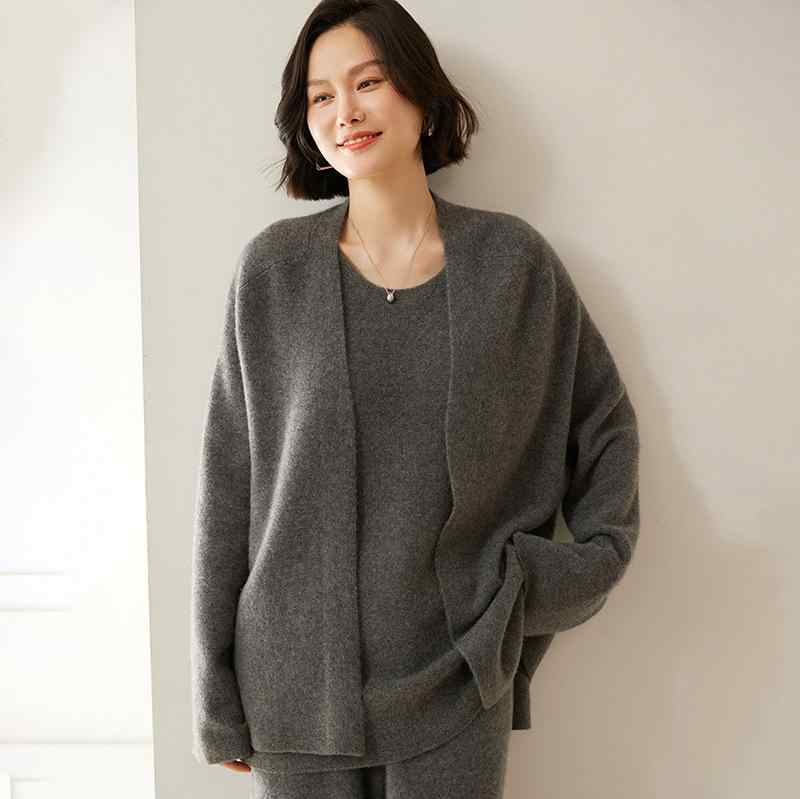 カーディガン レディース 秋冬 カシミヤ ニット アウター 羽織り ロング丈 長袖 ゆったり 柔らかい シンプル 無地 普段使い 通勤 オフィス｜ラシャンスショップ