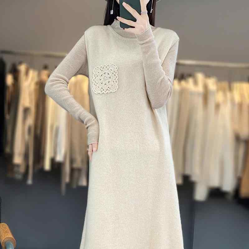 ニットワンピース レディース ロング丈 ウール ノースリーブ ベスト ジレ 膝丈 秋冬｜ラシャンスショップ