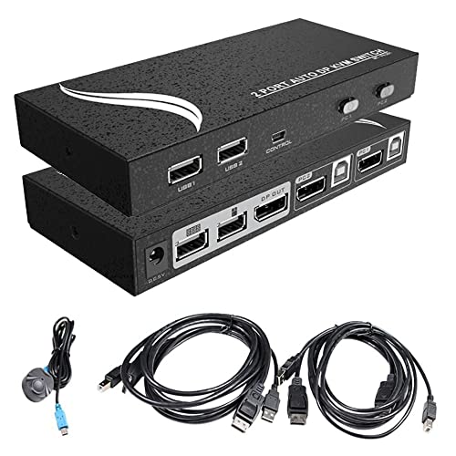 Displayport KVMうつり変わり器 DP取り替えっこ 4K60HZ 2インプット1最終生産物 パソコン2台用 DP・USB有線テレビ嘱する 熱っぽい足懸かり 有 貨物輸送 無料