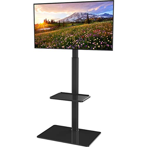 ユニバーサルフロアTVスタンド（19?42インチフラットスクリーンTV用マウント、100度回転、高さおよび傾斜機能の調節可能、2つの 送料　無料