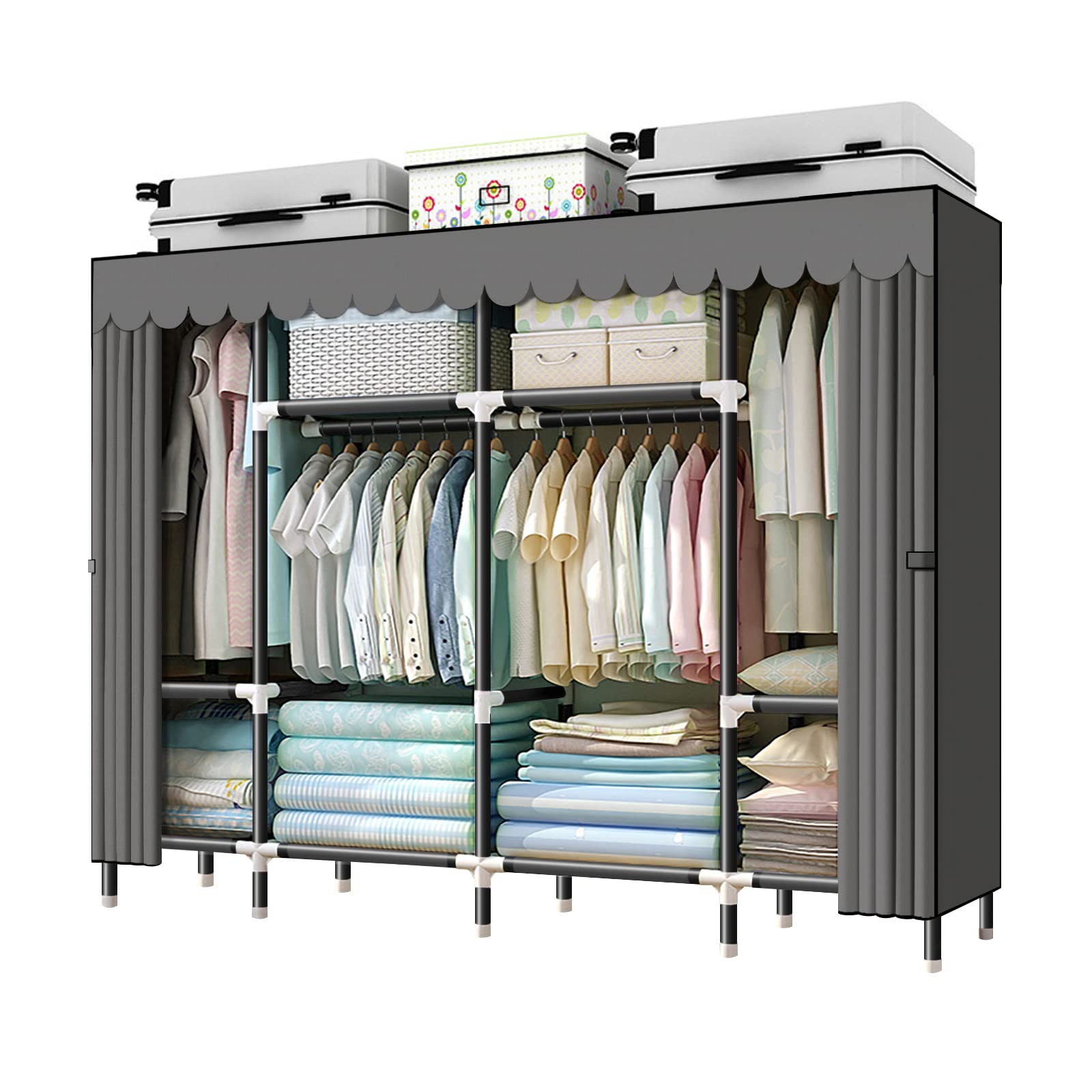 簡易ポータブル組立クローゼット 防湿・防塵・防カビの不織布クローゼット① Amazon｜PSHUN RIGH 簡易ポータブル組立クローゼット 防湿・防塵