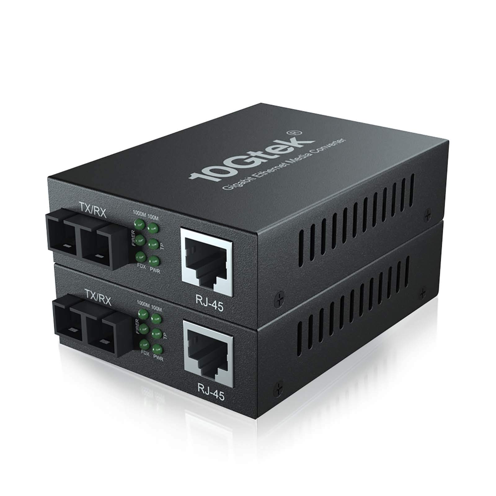 10Gtek ギガビット 光メディアコンバーター シングルモード デュアルポート 1.5Gb / s 1000BaseX to 10/100/1｜La chic　ラ・シック