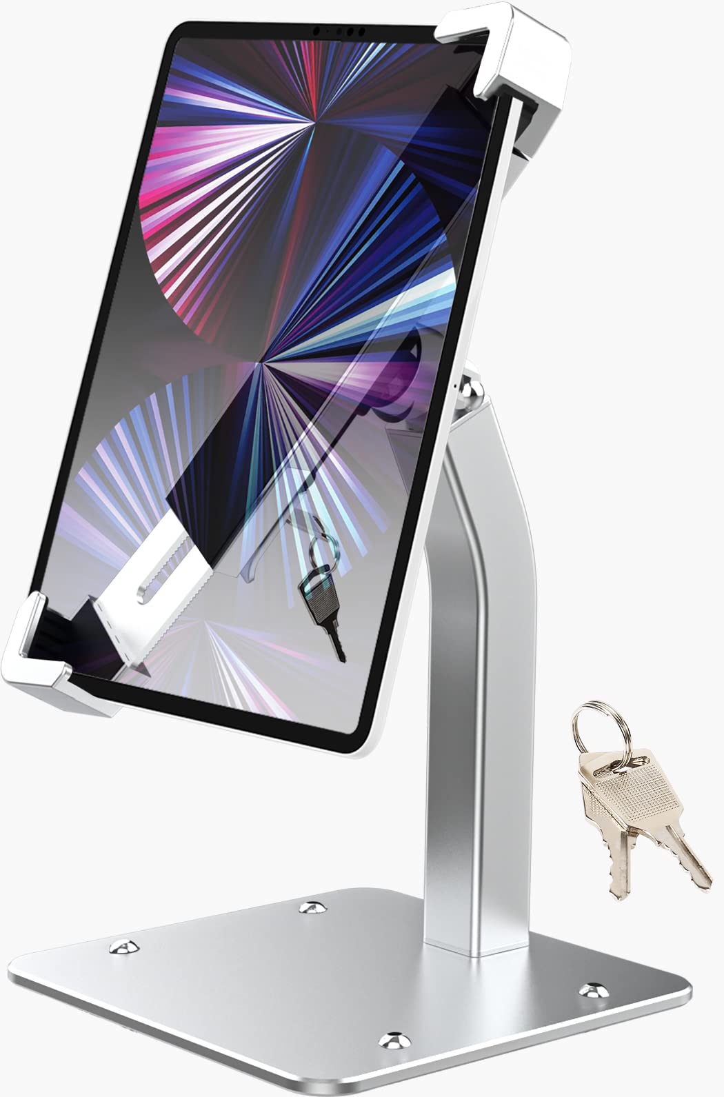 04最新型タブレット セキュリティスタンド 盗難防止 iadホルダー 711インチ全機種対応 卓上縦置きスタンド タブレット置き台 重型アルミ合