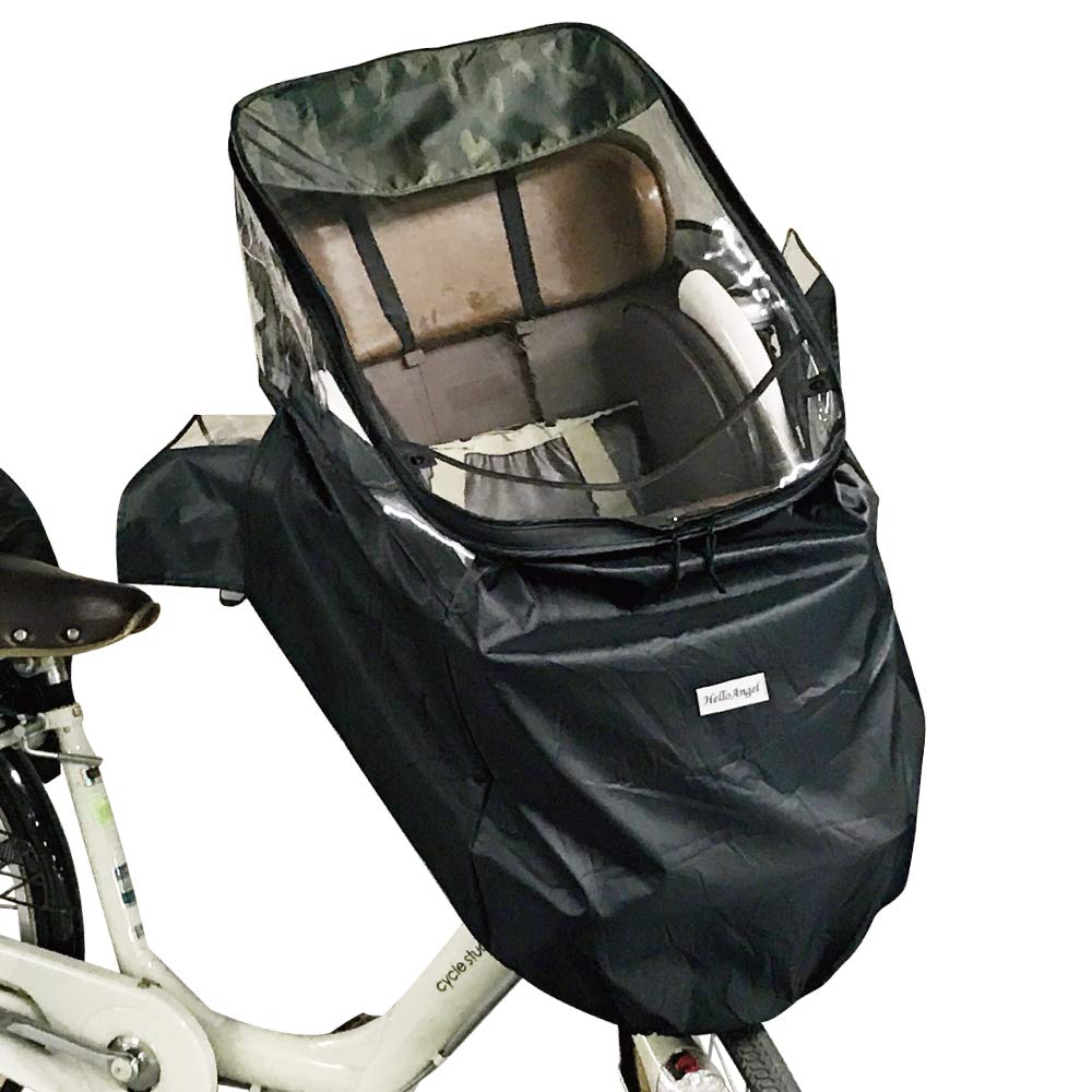 ハローエンジェル チャイルドシート付き自転車用レインカバー ザオープン 前面用・前子供座席用 カモフラージュ1｜La chic　ラ・シック