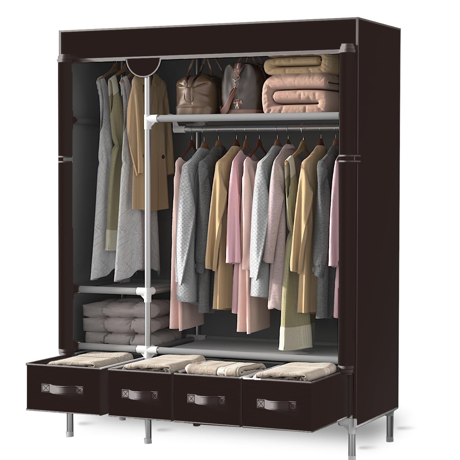 簡易ポータブル組立クローゼット 防湿・防塵・防カビの不織布クローゼット① Amazon｜PSHUN RIGH 簡易ポータブル組立クローゼット 防湿・防塵・防