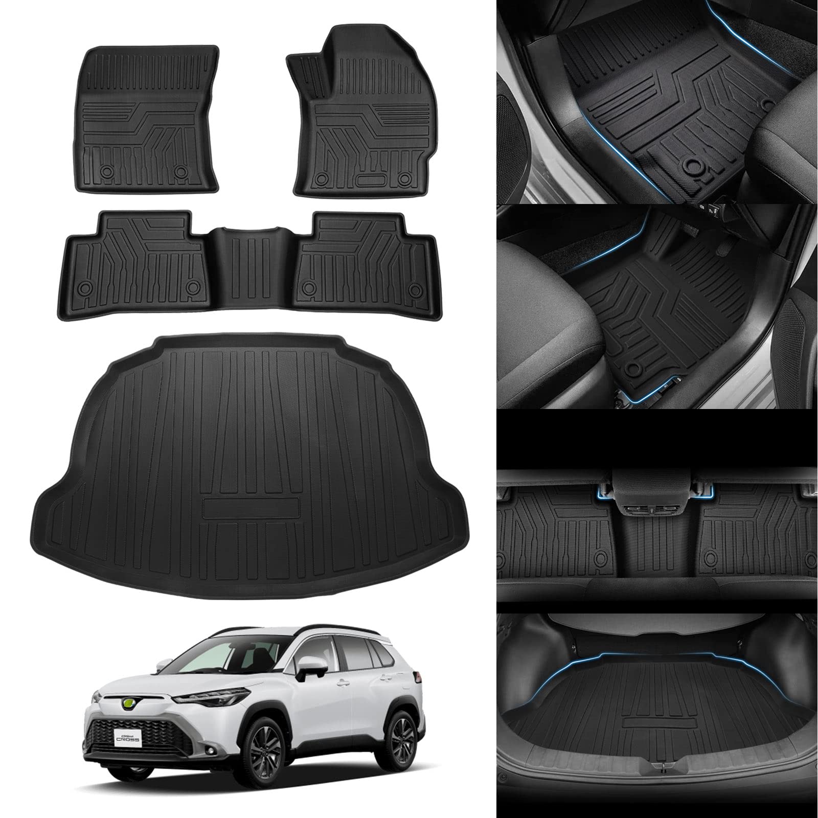 iooy トヨタ 新型カローラクロス 10系 フロアマット+ラゲッジマット 4点セット OROA RO WD専用 立体フロアマット 車用 カーマ