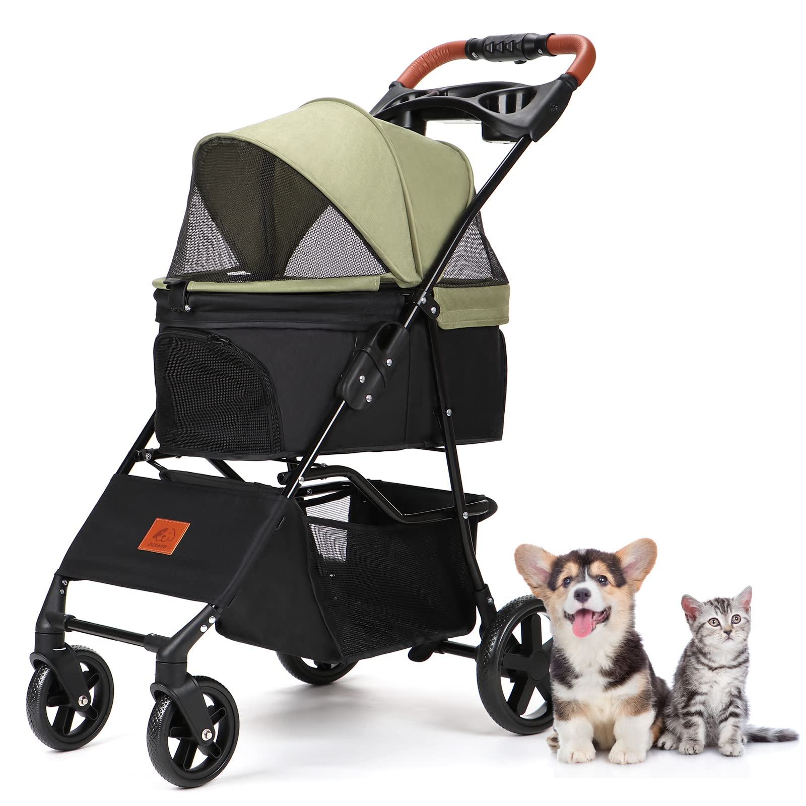 犬用ベビーカー 小型犬 折り畳み ペットキャリーカート ペットバギーミニ 4輪タイプ 犬介護用 猫犬兼用 前輪360°回転 後輪ブレーキ付 飛