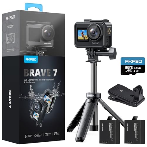 AKAO Brave7 動き写真器 4K 動きカム 64GB歌留多付き添い人 X8本機雨合羽10M 水中写真器 6軸手ぶれ手を加える うしろ側風呂敷き包み