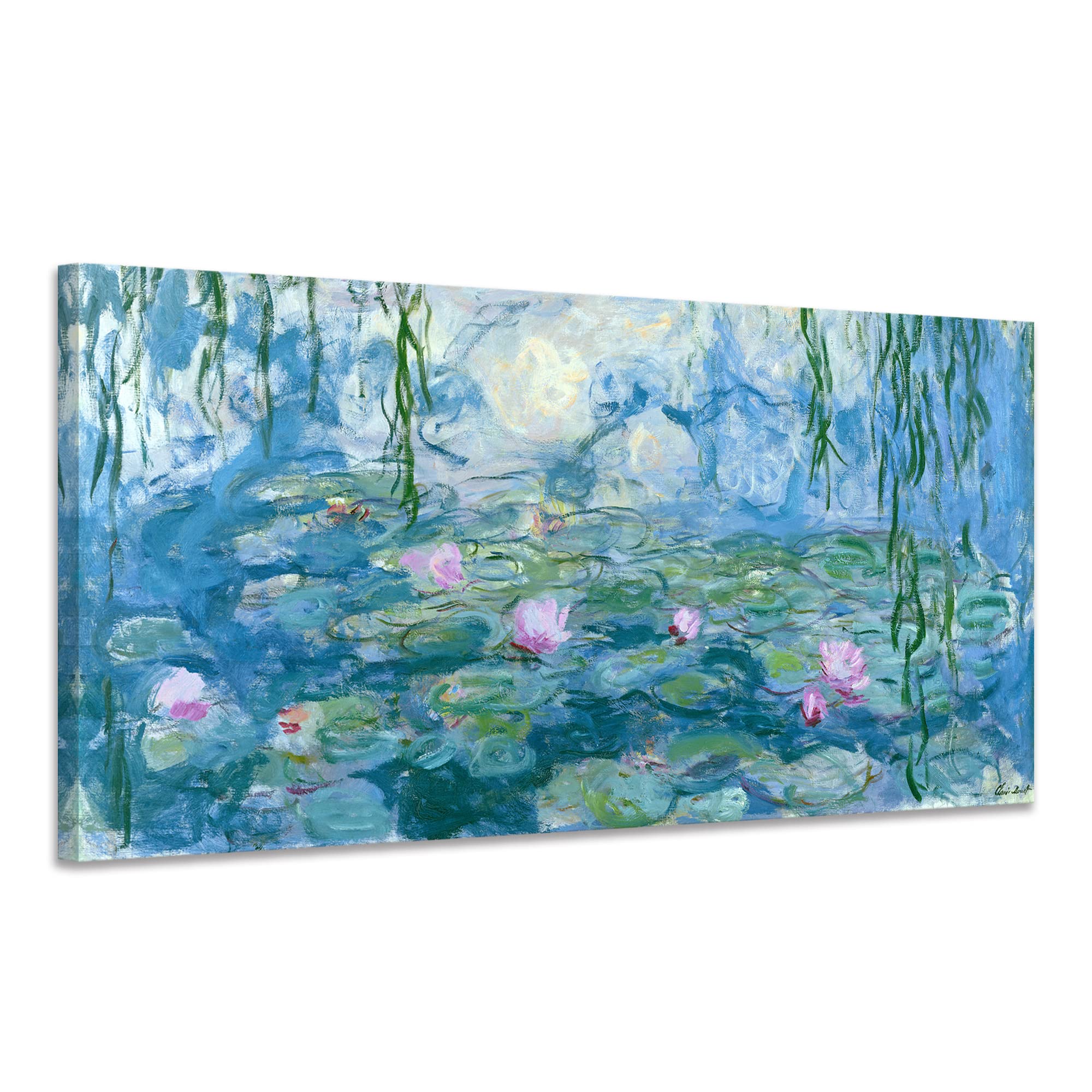モネ 睡蓮 アートパネル 花 ポスター複製画 油絵風 大型 絵画 アートフレーム お風呂 風水 玄関 木枠付きの完成品 40x80cm x1cs