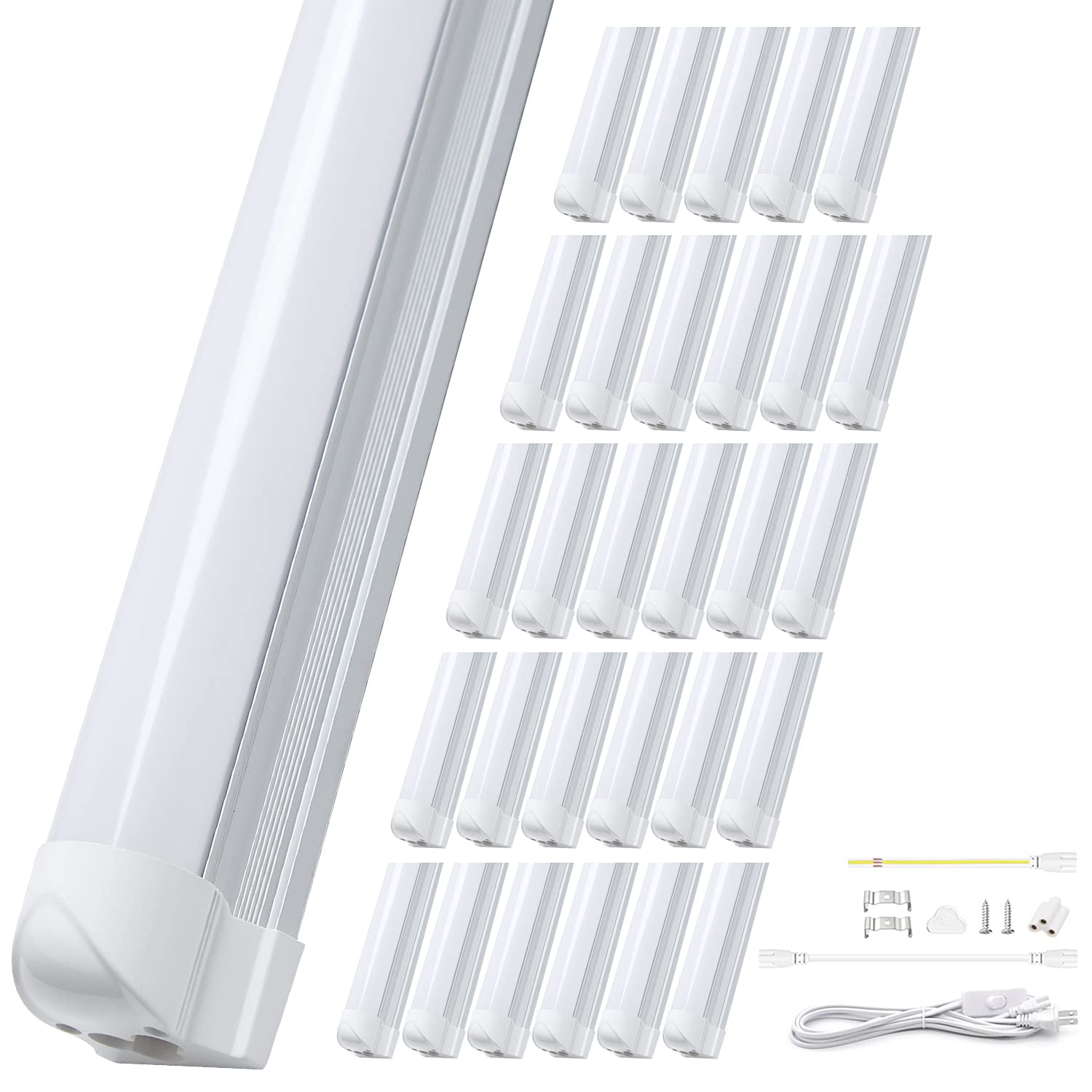 一体式led蛍光灯 20Ｗ形 直管 9.5Ｗ省エネ T8直感型 昼光色 高輝度1350LM 60cm 器具 ベースライト 高演色 天井 ガレージ｜La chic　ラ・シック