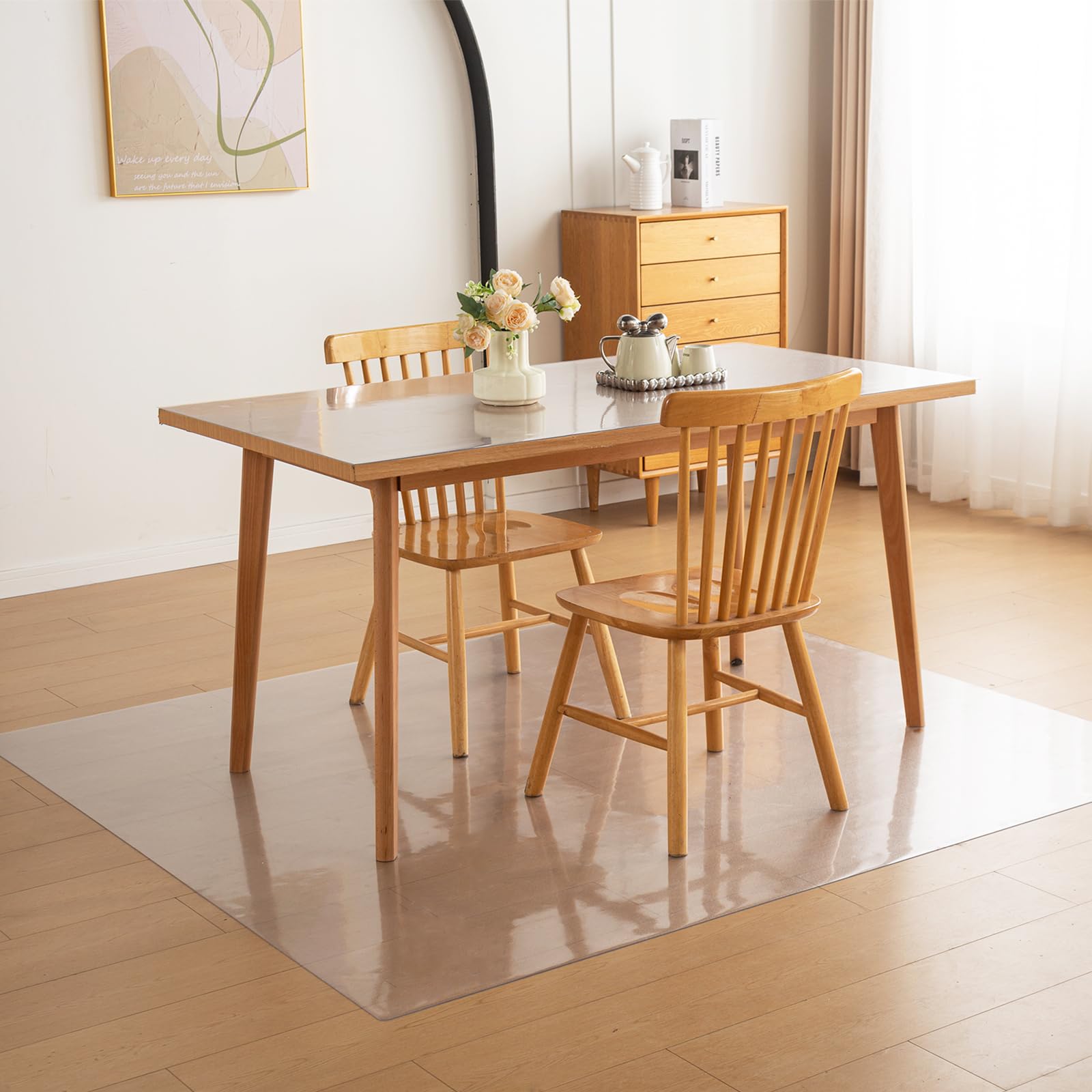 ダイニングマット エンボス加工 透明 180x240cm 厚さ1.5mm 特大サイズ クリア V 床を保護するマット 超大判 プロテクターマッ