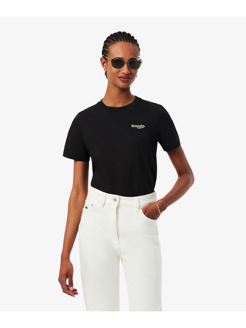 ネーム&ワニロゴパッチ エッセンシャルTシャツ LACOSTE ラコステ トップス カットソー・Tシャツ グリーン ブラック【送料無料】[ Fashion]