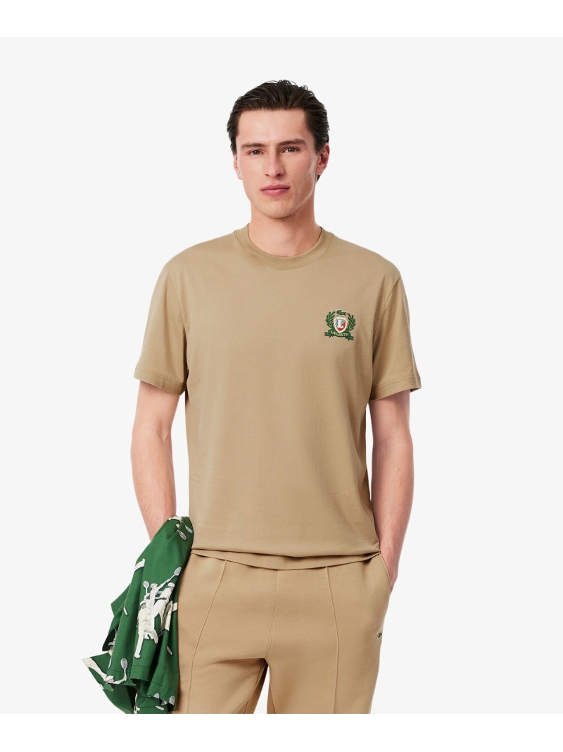 【SALE／30%OFF】ローレルエンブレムステッチフレンチメイドTシャツ LACOSTE ラコステ トップス カットソー・Tシャツ ベージュ ネイビー【RBA_E】【送料無料】[ Fashion]