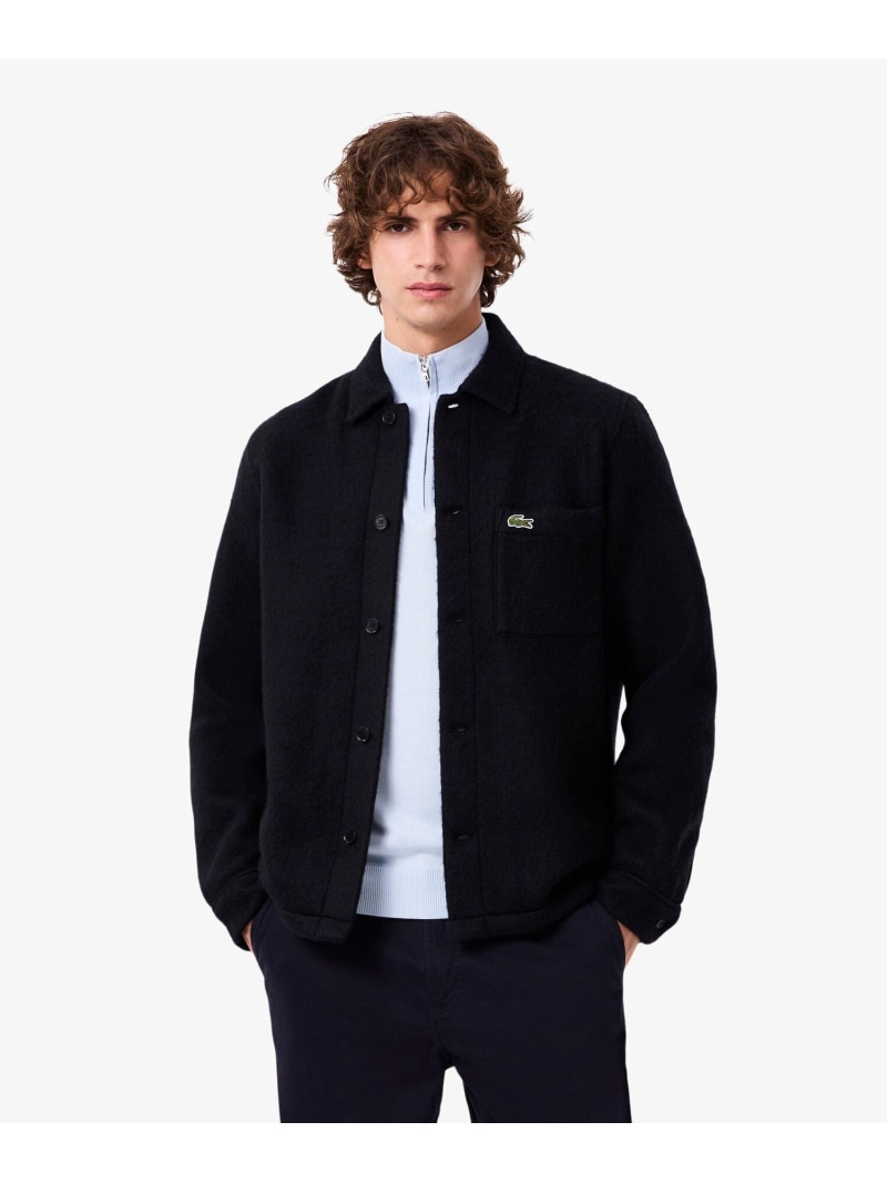 【SALE／40%OFF】ウールブレンドフェルトオーバーサイズ アウターシャツ LACOSTE ラコステ トップス プルオーバー・トップ 米国海軍 緑であること【RBA_E】【貨物輸送無料】[ Fashion]