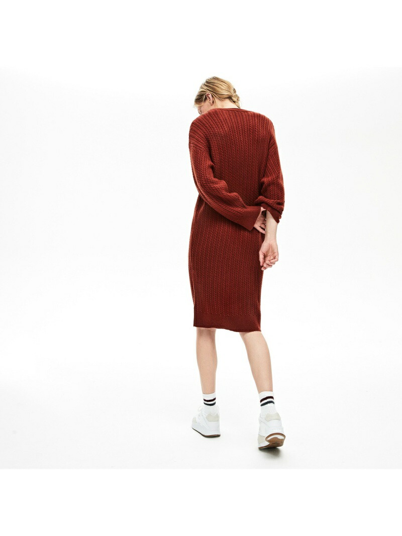 楽天市場 Sale 50 Off カシミアブレンドケーブルニットクルーワンピース Lacoste ラコステ ワンピース ニットワンピース レッド ネイビー Rba E 送料無料 Rakuten Fashion Lacoste ラコステ