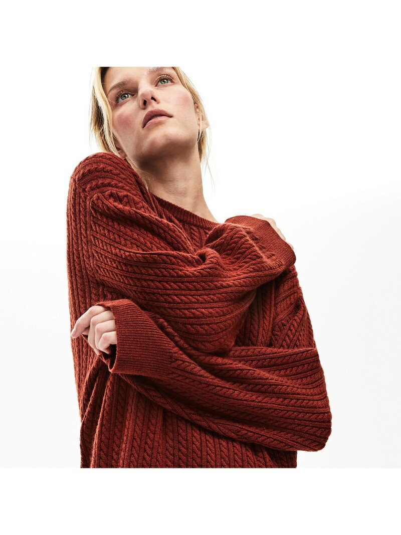 楽天市場 Sale 50 Off カシミアブレンドケーブルニットクルーワンピース Lacoste ラコステ ワンピース ニットワンピース レッド ネイビー Rba E 送料無料 Rakuten Fashion Lacoste ラコステ