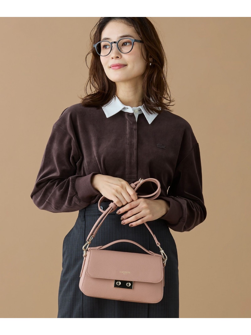 【SALE／40%OFF】シャンゼリゼ レザーショルダーバッグ / ハンドバッグ LACOSTE ラコステ バッグ ハンドバッグ ピンク ブラック ベージュ ブルー【RBA_E】【送料無料】[ Fashion]