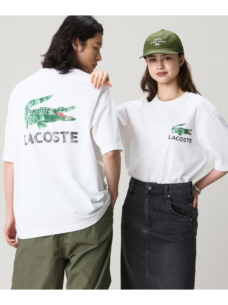 ヴィンテージ ロゴプリント ルーズフィットTシャツ LACOSTE ラコステ トップス カットソー・Tシャツ イエロー ホワイト【送料無料】[ Fashion]｜LACOSTE／ラコステ