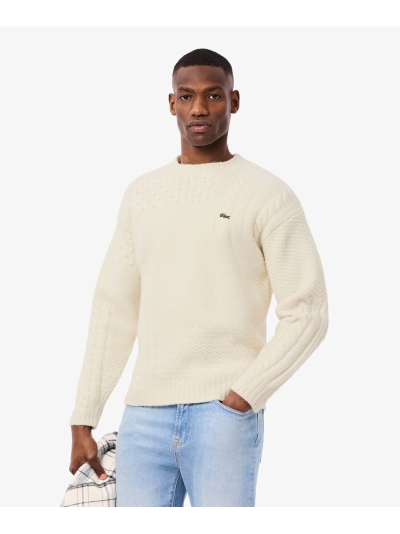 楽天市場】ミックスカラーローゲージニットジップセーター LACOSTE