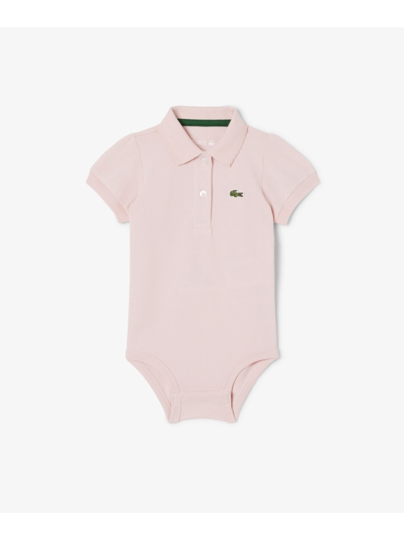ベビーズ鹿の子地上半身背広 LACOSTE ラコステ マタニティウェア・ベビー装置 ロンパース・取りまかなう櫂 サクラ色 白いこと【貨物輸送無料】[ Fashion]