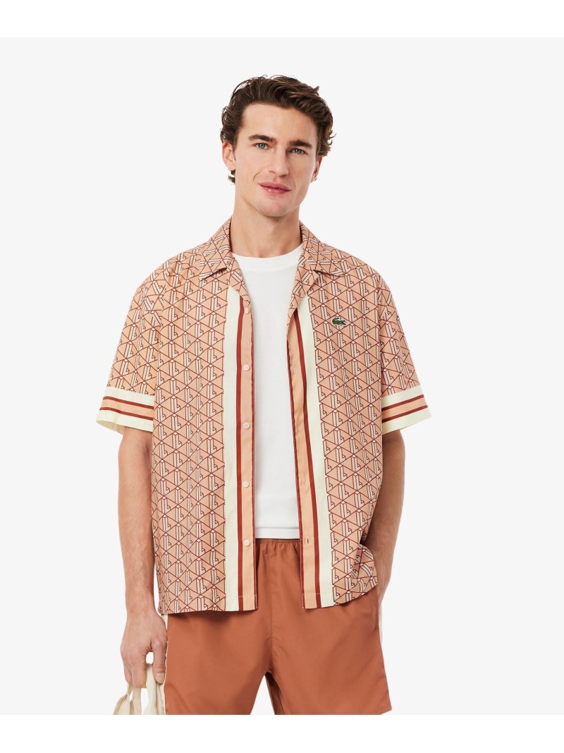 【SALE／40%OFF】モノグラムオープンカラーシャツ LACOSTE ラコステ トップス プルオーバー・トップ さくら色【RBA_E】【貨物輸送無料】[ Fashion]