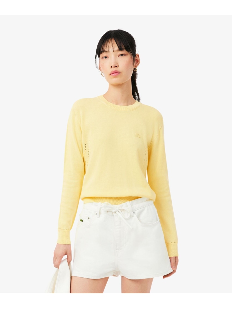 シームレス3Dニットセーター LACOSTE ラコステ トップス ニット イエロー【送料無料】[ Fashion]