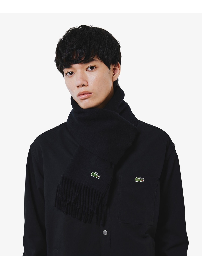 【SALE／30%OFF】メリノウールスクールマフラー LACOSTE ラコステ ファッション雑貨 マフラー・ストール・ネックウォーマー グレー ブラック ネイビー ホワイト【RBA_E】【送料無料】[ Fashion]