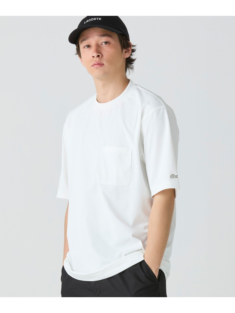 【SALE／30%OFF】ワンポイントロゴタイプ 厚地の外套大きさ 衣嚢半袖プルオーバー 透け押しとどめる 速乾 伸ばすこと LACOSTE ラコステ トップス カットソー・プルオーバー 黒いこと 白いこと 青色【RBA_E】【貨物輸送無料】[ Fashion]