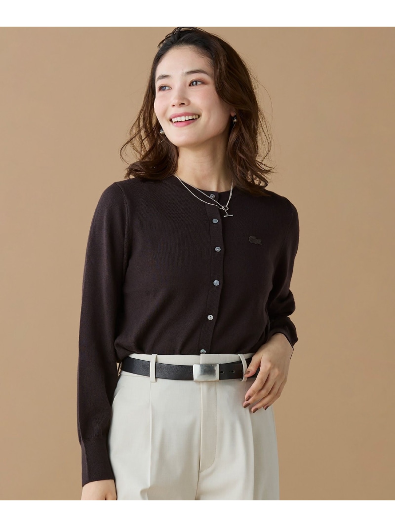 ウォッシャブルウールニットカーディガン LACOSTE ラコステ トップス ジレー カーキ緑であること パープル 黒いこと 赤銅色 薄墨色 白いこと ベージュ 緑であること【貨物輸送無料】[ Fashion]