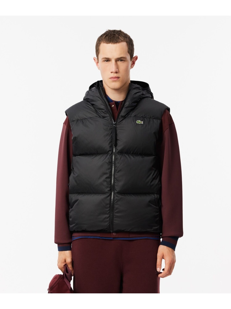 【SALE／30%OFF】撥水 バックステッチダウンベスト / スタンドジップダウン LACOSTE ラコステ ジャケット・アウター ダウンジャケット・ダウンベスト ブラック カーキグリーン【RBA_E】【送料無料】[ Fashion]
