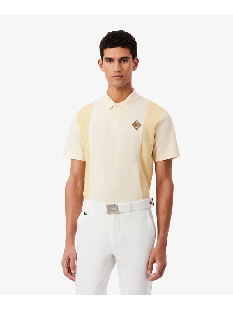 【SALE／40%OFF】サイドパネルパイル地切り替えゴルフポロシャツ LACOSTE ラコステ トップス ポロシャツ グリーン ベージュ【RBA_E】【送料無料】[ Fashion]｜LACOSTE／ラコステ