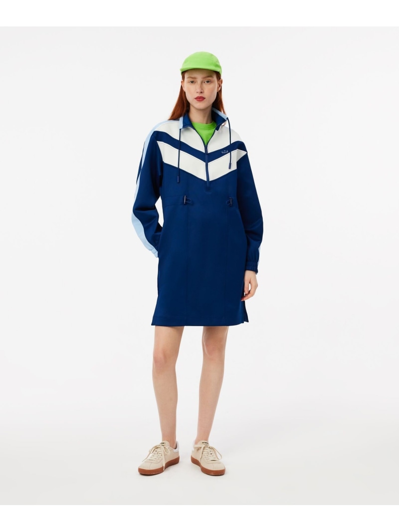 【SALE／40%OFF】ライン切り替え トラックジャケットドレス / ハーフジップワンピース LACOSTE ラコステ ワンピース・ドレス ワンピース ブルー【RBA_E】【送料無料】[ Fashion] 12,355円